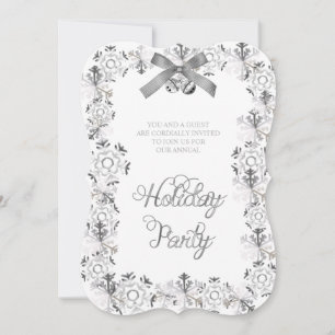White Elegant Snowflake Corporate Party Invite