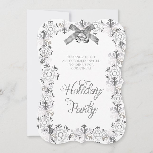 White Elegant Snowflake Invitation de la fête d'en (Devant)