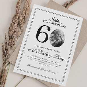 White Elegant Surprise 60th Birthday Party Invitation