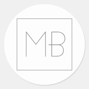 White Elegant Unique Monogrammed Classic Round Sticker