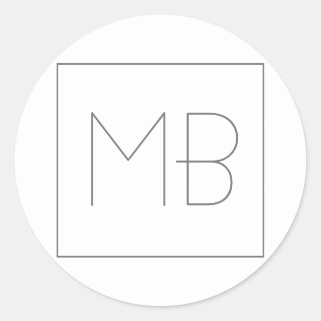White Elegant Unique Monogrammed Classic Round Sticker (Front)