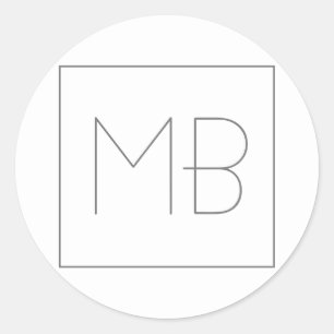 White Elegant Unique Monogrammed Classic Round Sticker