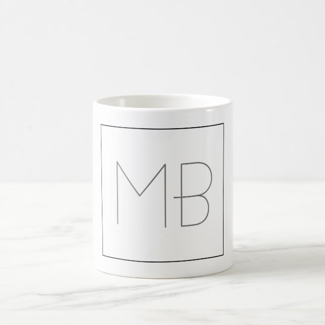 White Elegant Unique Monogrammed Coffee Mug (Center)