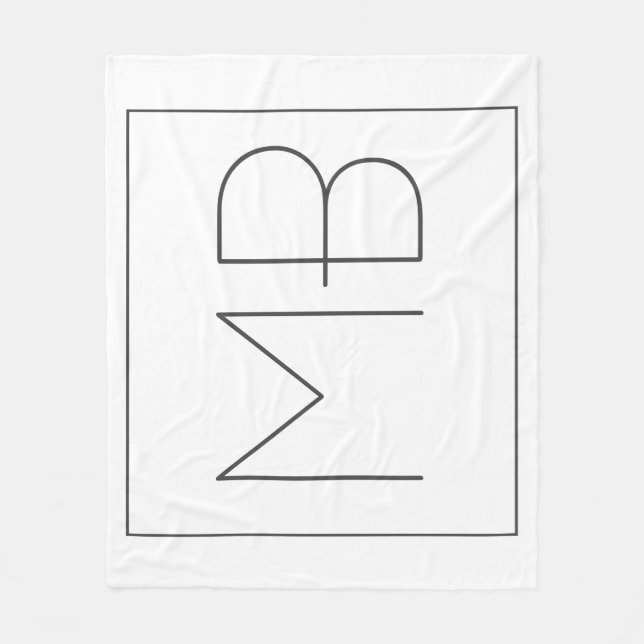 White Elegant Unique Monogrammed Fleece Blanket (Front)