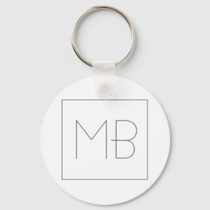 White Elegant Unique Monogrammed Keychain