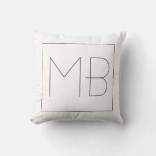 White Elegant Unique Monogrammed Throw Pillow