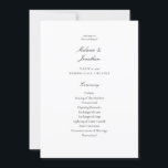 White Elegant Wedding Ceremony Program<br><div class="desc">Have a simple, minimalist wedding ceremony program with this wedding ceremony white elegant wedding program card.</div>