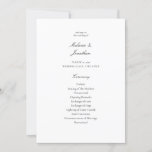 White Elegant Wedding Ceremony Program<br><div class="desc">Have a simple,  minimalist wedding ceremony program with this wedding ceremony white elegant wedding program card.</div>