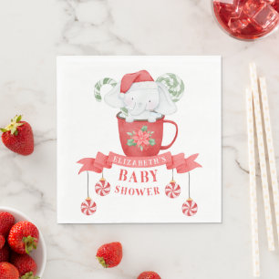 White Elephant Christmas   Baby Shower Napkin