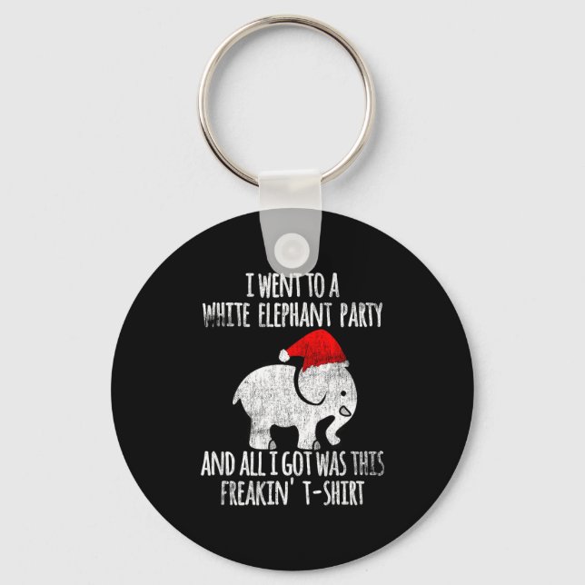 White Elephant Christmas Fun Gift Exchange Contest Keychain (Front)