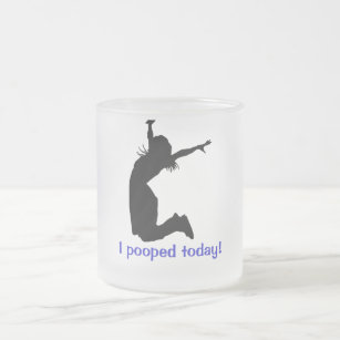 White elephant Christmas Gag Gift I POOPED TODAY Frosted Glass Coffee Mug