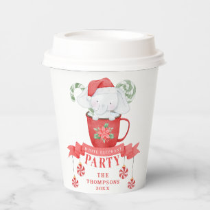 White Elephant Christmas Paper Cups