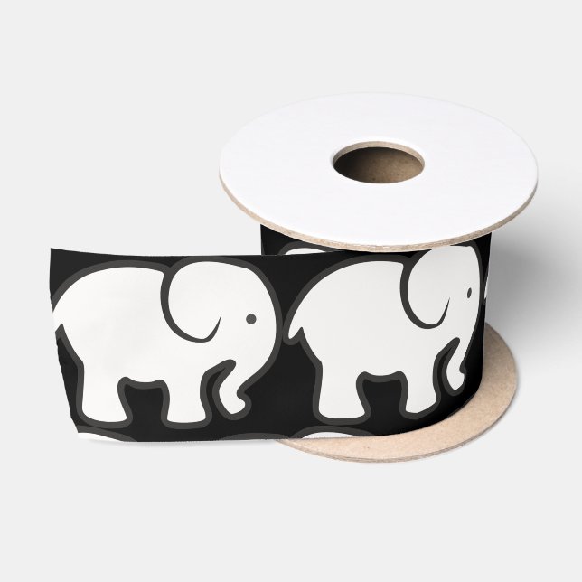 White Elephant Design Satin Ribbon (Spool)