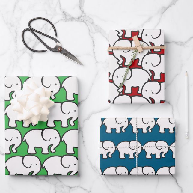 White Elephant Design Wrapping Paper (Front)