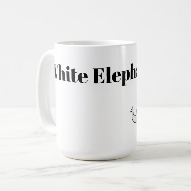 White Elephant Exchange Cartoon Coffee Mug (Front Left)