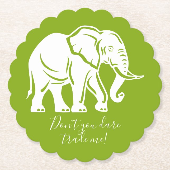 White Elephant Gag Gift Paper Coaster (Front)