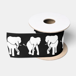 White Elephant Gift Exchange Black and White Satin Ribbon