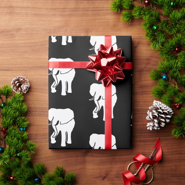 White Elephant Gift Exchange Christmas Game Black Wrapping Paper (Holiday Gift)