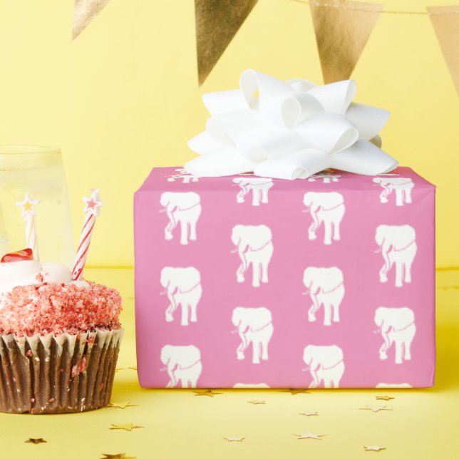 White Elephant Gift Exchange Christmas Game Pink Wrapping Paper (Birthday Party)
