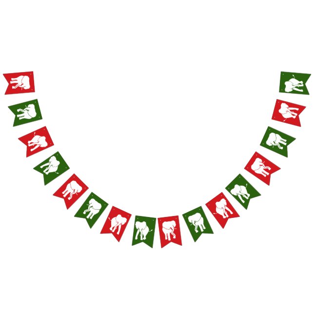 White Elephant Gift Exchange Christmas Party Bunting Flags (All)