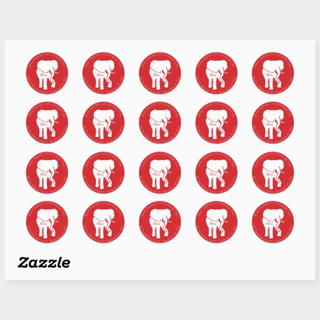 White Elephant Gift Exchange Christmas Party Classic Round Sticker (Sheet)