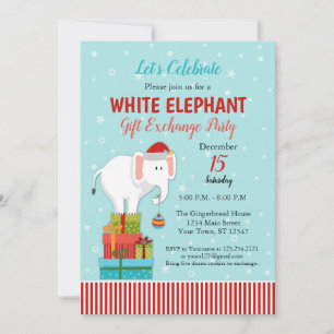 White Elephant Gift Exchange Christmas Party Invitation