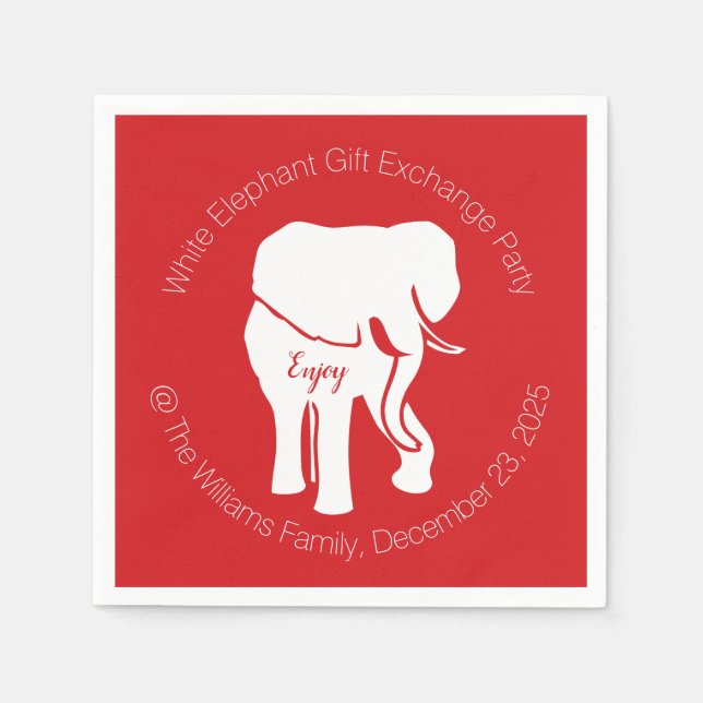 White Elephant Gift Exchange Christmas Party Napkin (Front)