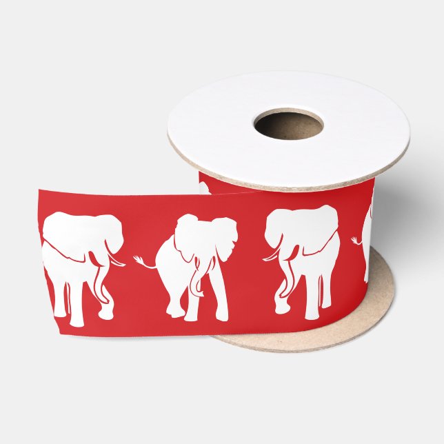 White Elephant Gift Exchange Christmas Satin Ribbon (Spool)