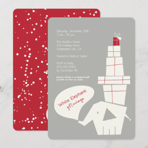 White Elephant Gift Exchange Modern Holiday Party Invitation