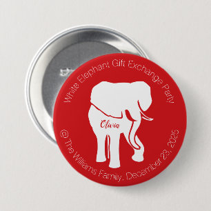 White Elephant Gift Exchange Party or Your Text 3 Inch Round Button