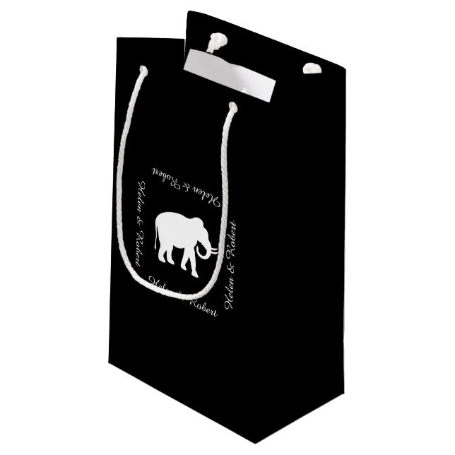White Elephant Gift Exchange Party Small Gift Bag (Back Angled)