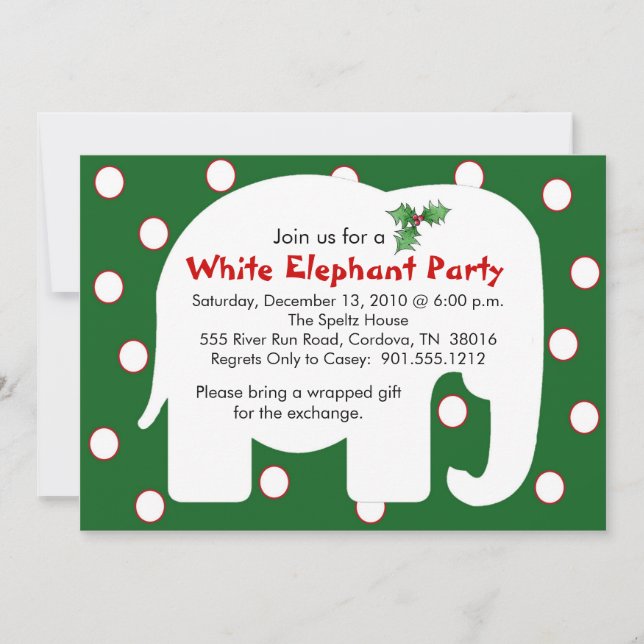 White Elephant Holiday Party Invitations (Front)