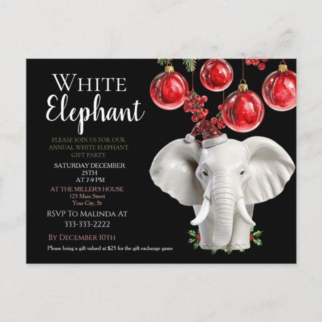  White Elephant Kids Christmas party   Postcard (Front)