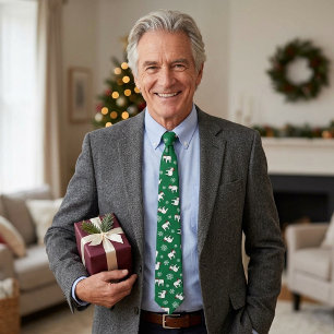 White Elephant Party Christmas (Green) Neck Tie