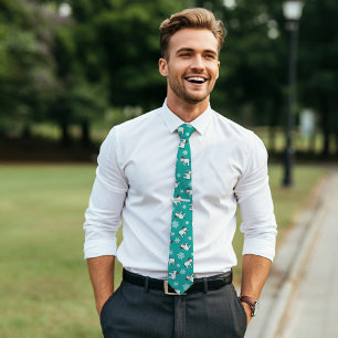 White Elephant Party Christmas (Teal) Neck Tie