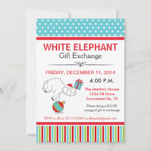 White Elephant Party Invitation
