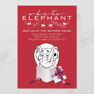 White Elephant Party Invitation   Custom Colours