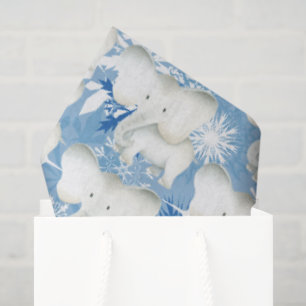 White elephant pattern snowflake party tissue tissue paper