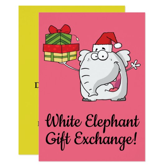 White Elephant Santa Hat Gifts Cartoon Invitation | Zazzle.ca