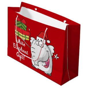 White Elephant Santa Hat Gifts Cartoon Large Gift Bag