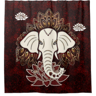 White Elephant Shower Curtain