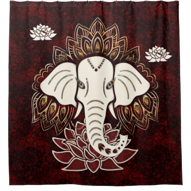 White Elephant Shower Curtain (Front)