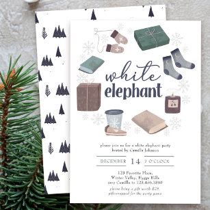 White Elephant Winter Wreath Gift Exchange Party Invitation