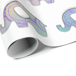 White Elephants Baby Girl Boy Purple Mint VIP Wrapping Paper