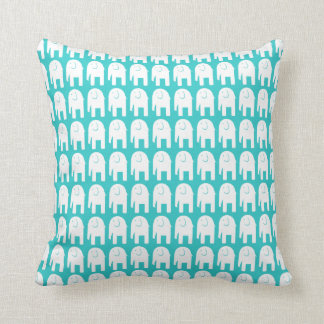 White Elephants on Turquoise Throw Pillow