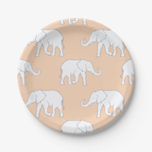 White Elephants Paper Plate