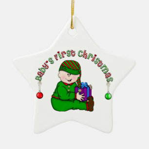White Elf Baby 1st Christmas Ornament