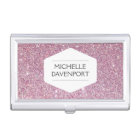 WHITE EMBLEM ON PINK GLITTER Business Card Holder
