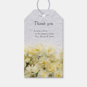 White embossed-look with narcissus gift tags