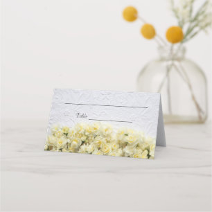 White embossed-look with narcissus  place card